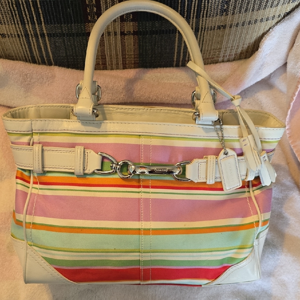 Coach Multicolor Striped Satchel